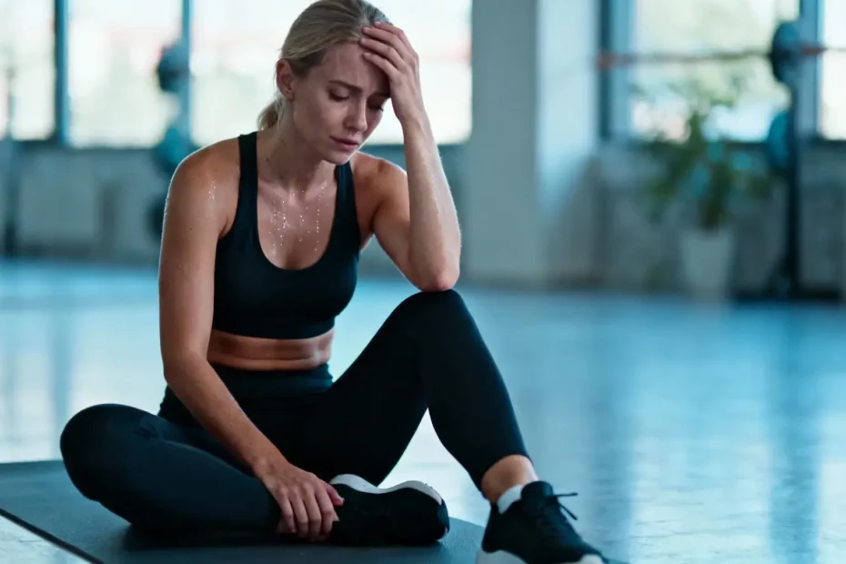 Personne épuisée après un défi abdos sur TikTok, montrant les risques de surentraînement