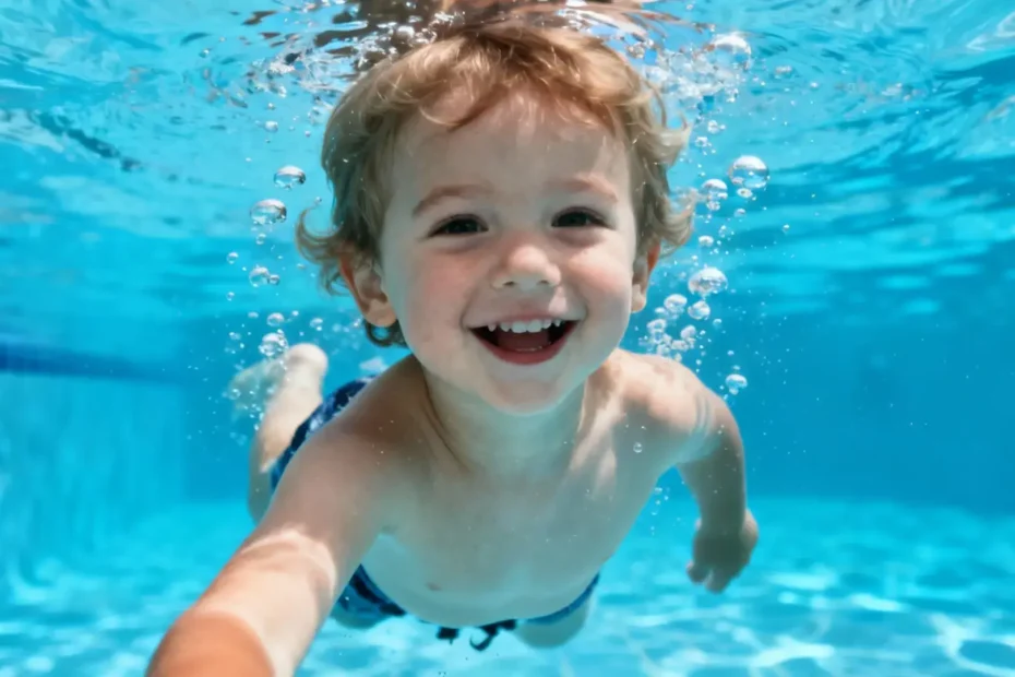 Enfant de 4 ans souriant en train de pratiquer une activité sportive adaptée dans un environnement sécurisé