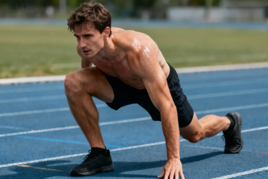 Athlète professionnel effectuant un exercice de gainage efficace en 60 secondes